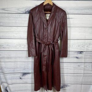 Vintage Berman's Burgundy Lined Leather Trench